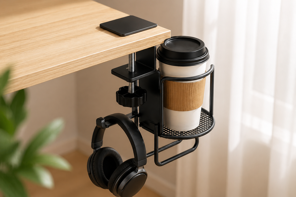 2-in-1 Desk Cup Holder & Headphone Hanger