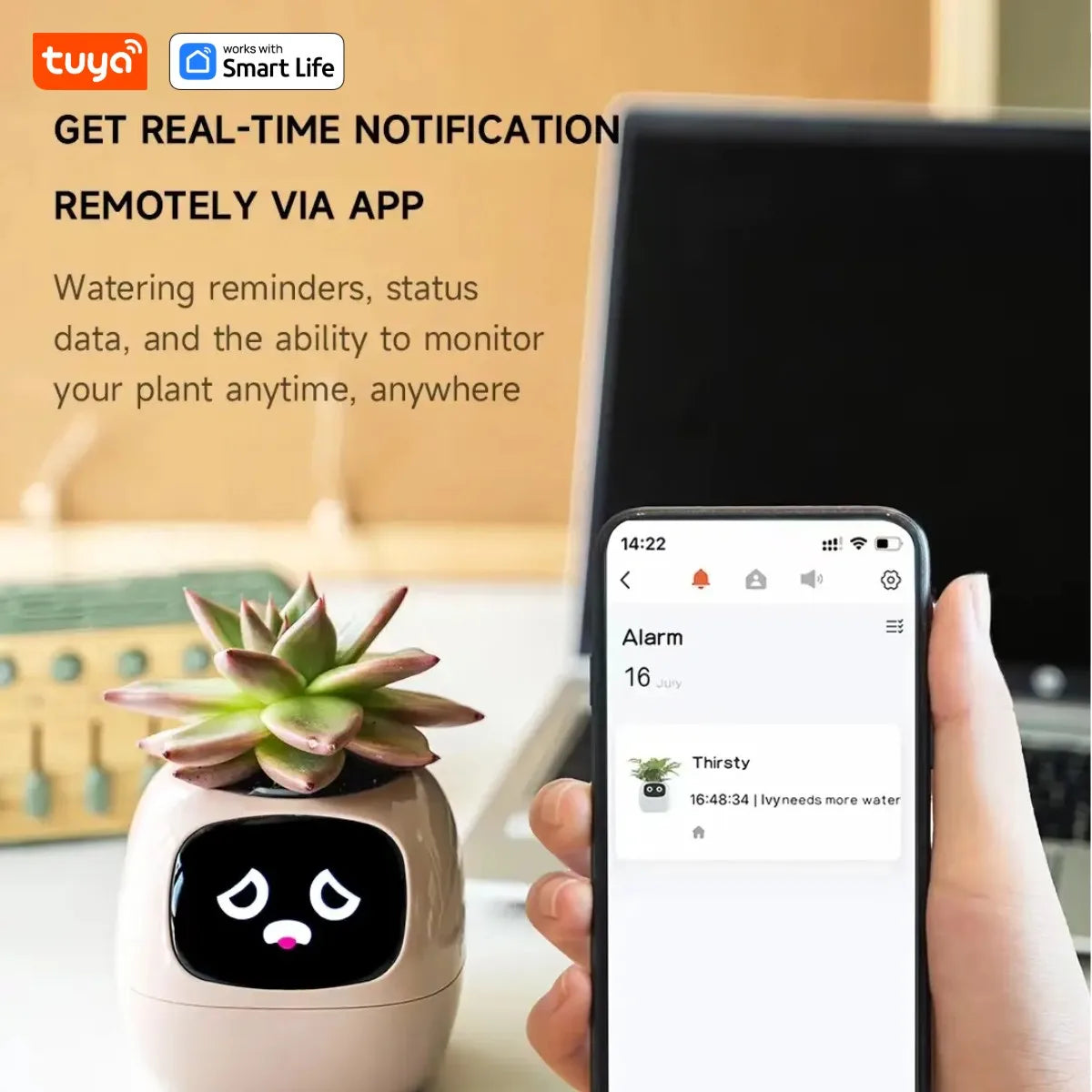 Smart AI Planter with Interactive Expressions & Self-Care Sensors
