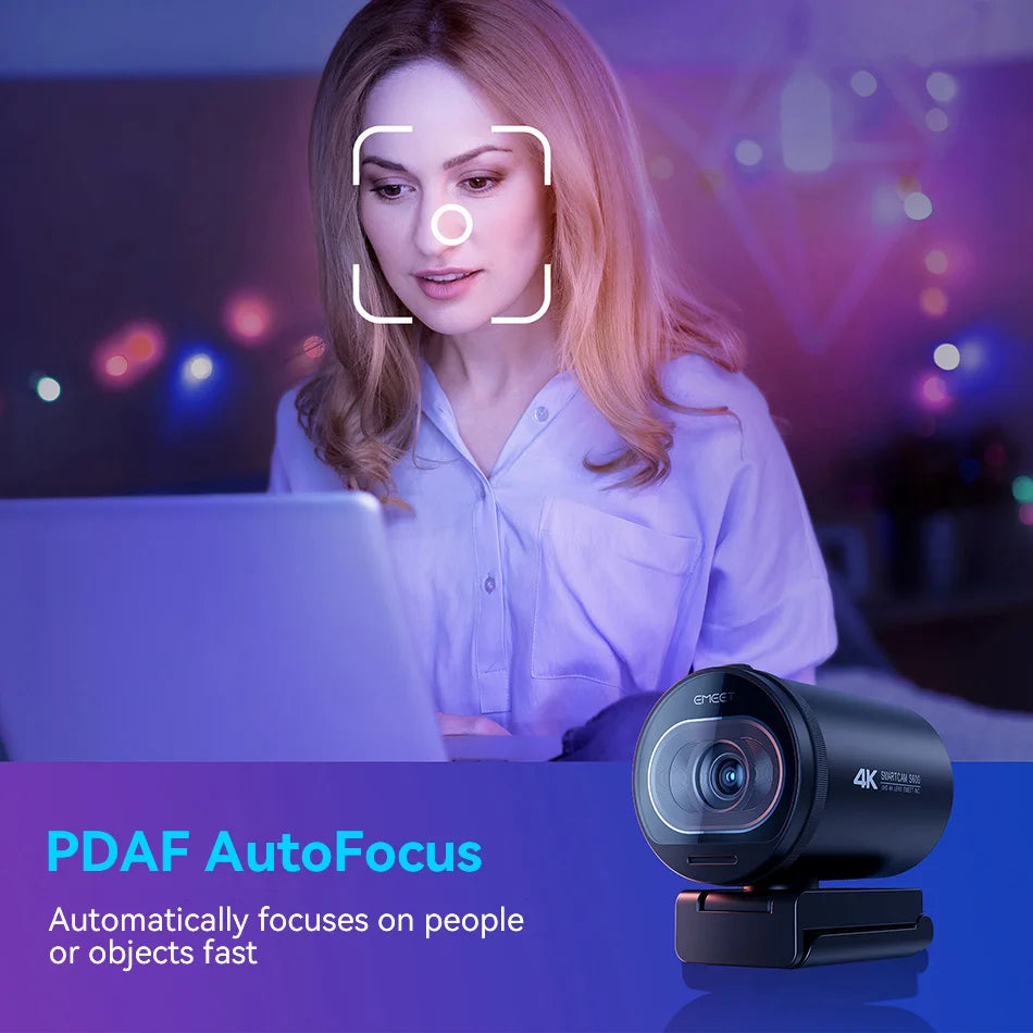4K Streaming Webcam with Autofocus & Built-In Microphone