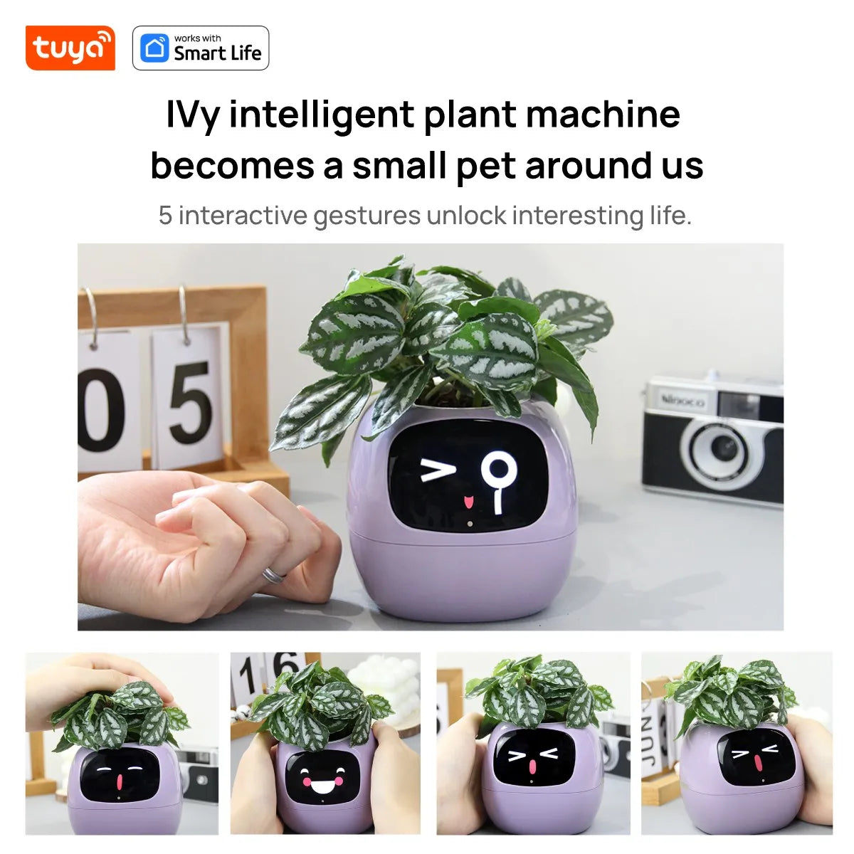 Smart AI Planter with Interactive Expressions & Self-Care Sensors
