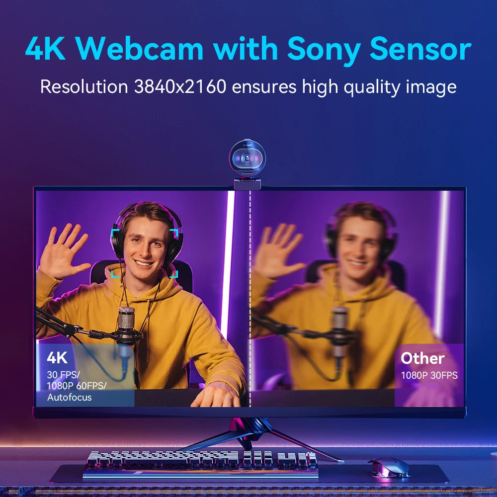 4K Streaming Webcam with Autofocus & Built-In Microphone