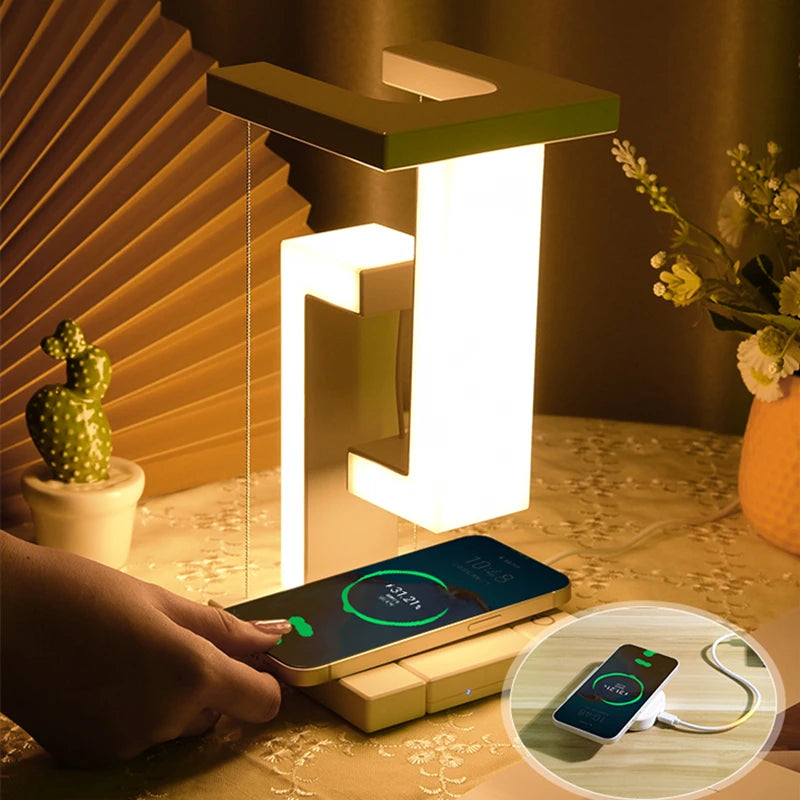 Floating Lamp with Wireless Charger – Modern Desk Light