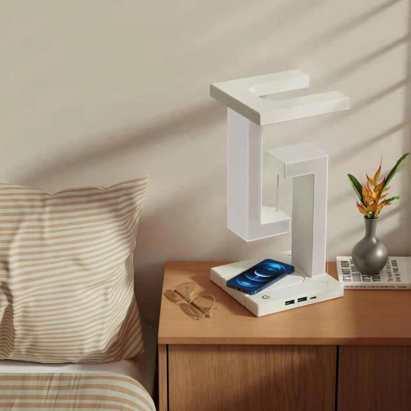 Floating Lamp with Wireless Charger – Modern Desk Light