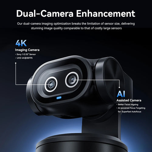 4K AI Tracking Webcam with Autofocus & Dual Cameras