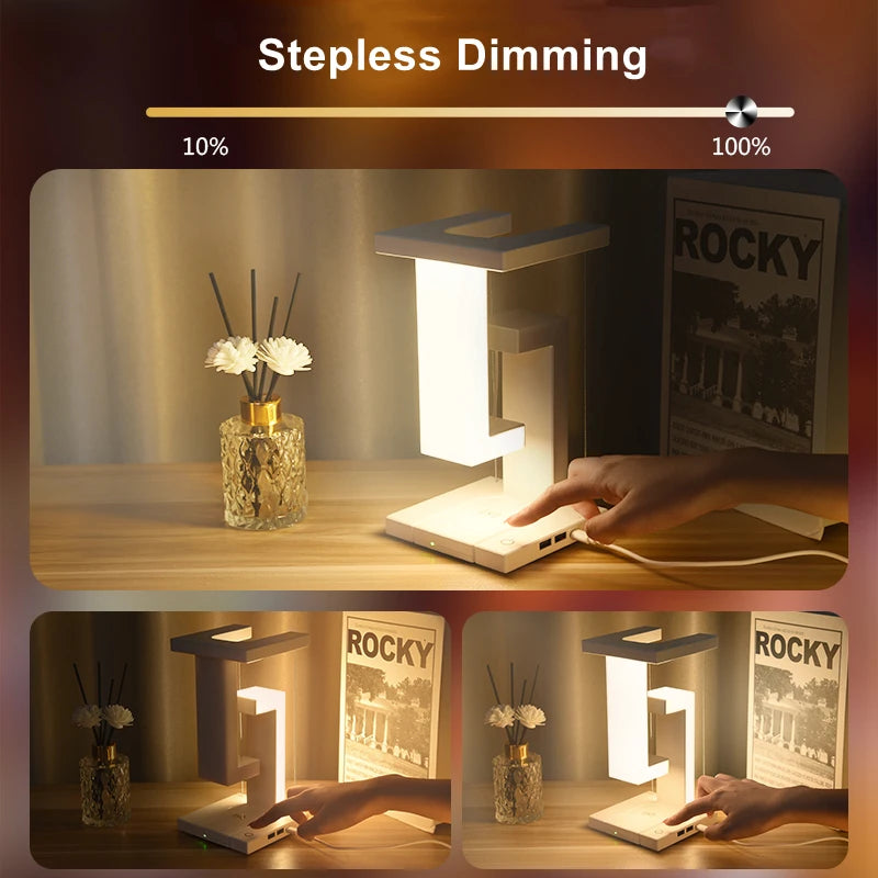 Floating Lamp with Wireless Charger – Modern Desk Light
