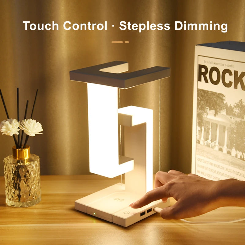 Floating Lamp with Wireless Charger – Modern Desk Light